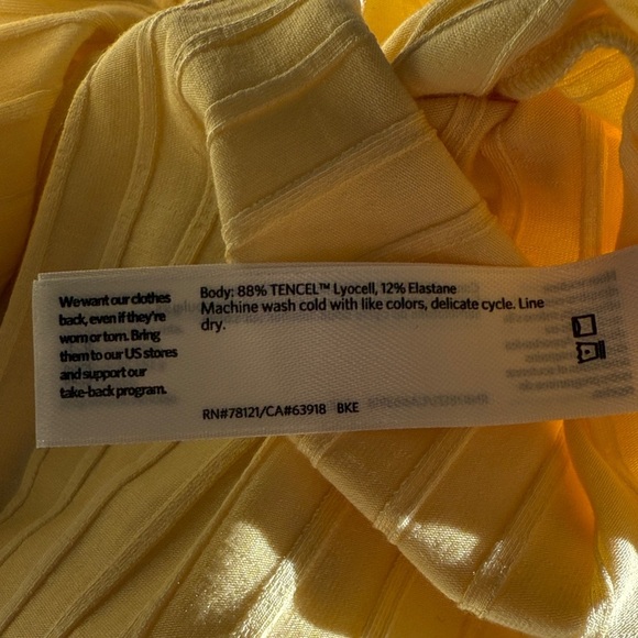 E Eileen Fisher Women’s Medium Yellow Long Cropped Sleeve Boat Neck MIDI Dress - Picture 5 of 5